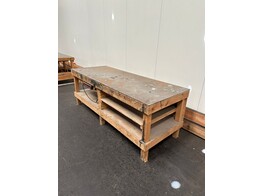 Table de travail bois avec plateau metal 2260x860x820mm