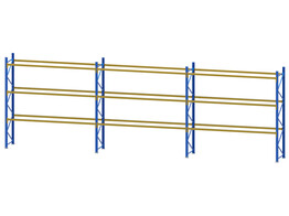 Palletstelling Esmena - 4 blauwe staanders 3650x1000x100mm   18 gele liggers 3600x75x40mm