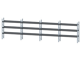 Palletstelling Modulblok - 5 verzinkte staanders 3900x1100x80mm   24 zwarte liggers 3600x150x45mm