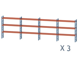 3x Rayonnage a palettes Nedcon OP - 5 echelles 4000x900x100mm   24 lisses 3300x130mm